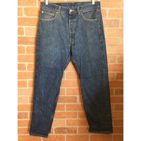 Levi's 501 Men's Straight Leg Denim Jeans Button Fly Five Pockets Blue Size 34 - Picture 1 of 9